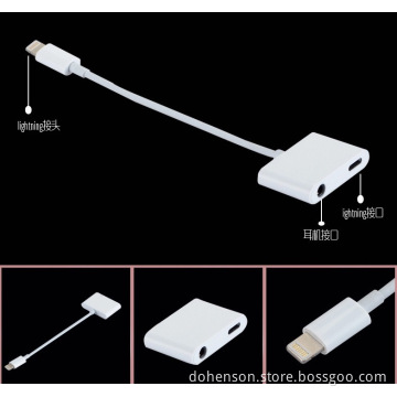 pomotional 3.5mm earphone audio jack and charging cable, 2 in 1 converter for iPhone7/PLUS